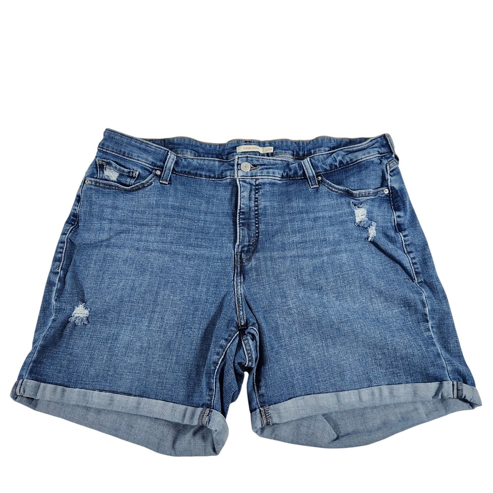 Levis Classic Shorts‎ Womens 22W Medium Wash Distressed Cuffed Denim 23669-0023